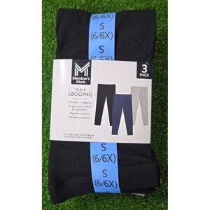 Member's Mark  Kid Girls 3-Pack Leggings   S 6/6X Blue/Gray/Black